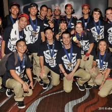 Super Galactic Beat Manipulators from San Diego, CA won the Gold Medla placing 1st in the Megacrew Division at the Hip Hop Internationals USA Hip Hop Dance Championship Finals held at the Red Rock Resort in Las Vegas, NV. The event took place on Tuesday, July 26, 2011. Photo by Sthanlee B. Mirador_Pacific Rim Photo Press.