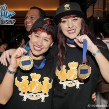 The Royal Family of New Zealand - Reimy Jones &amp; Samantha Cahill won the gold medal for placing 1st in the megacrew division at the Hip Hop International World Hip Hop Dance Championship Megacrew Finals - Day 5 held at the Red Rock Resort in Las Vegas, NV. The event took place on Friday, July 29, 2011. Photo by Sthanlee B. Mirador_Pacific Rim Photo Press.